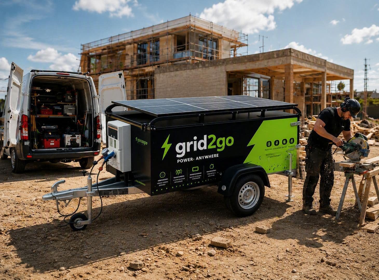 Construction site with mobile power supply
