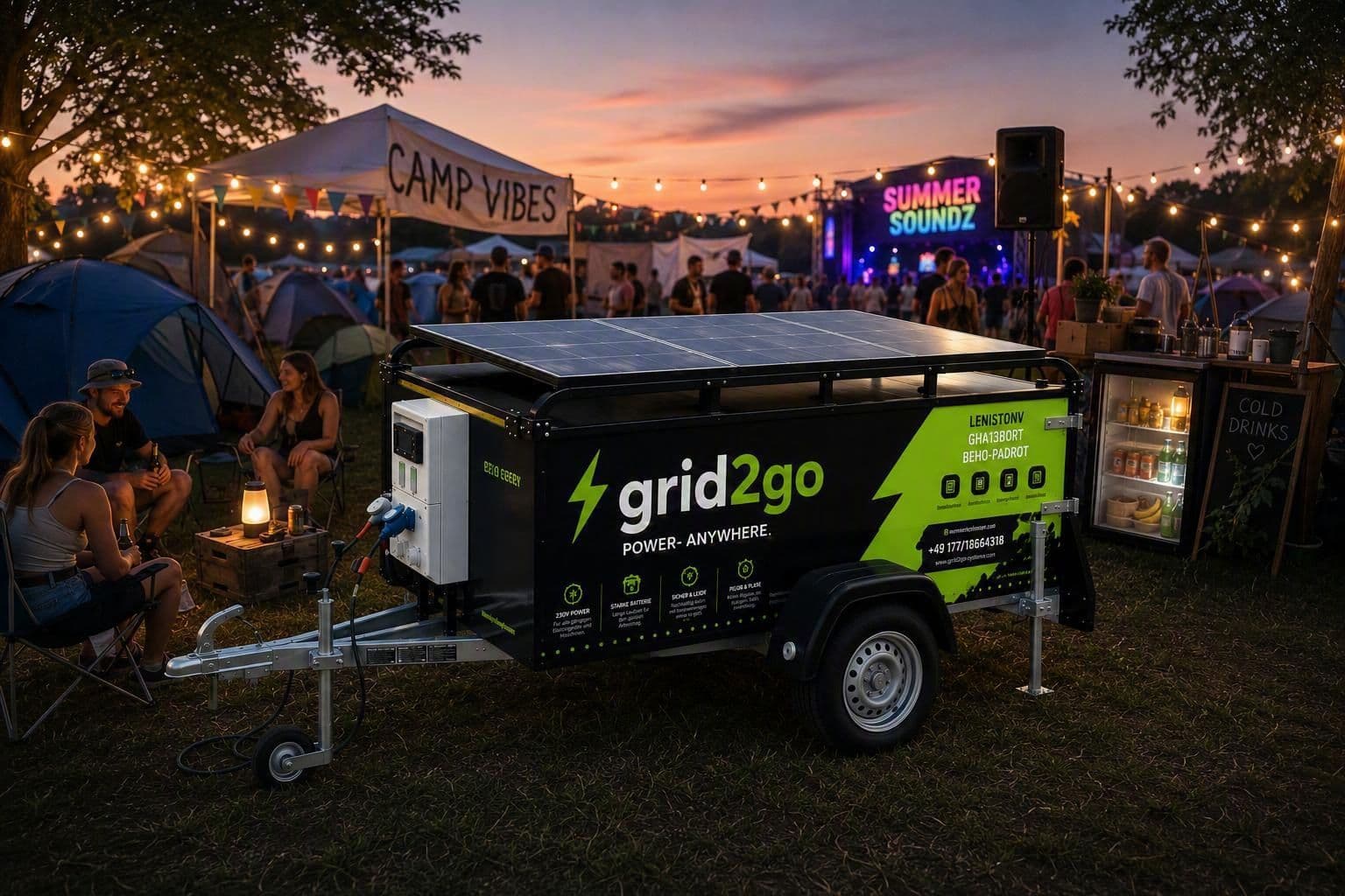 Power supply for camping and festivals